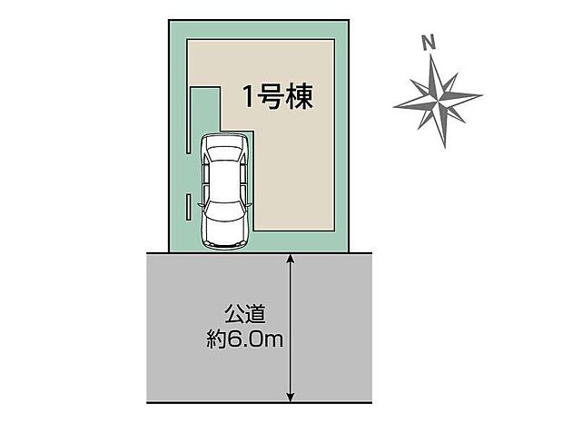 【全体区画図】幅6m南道路接道で日当たり良好◎ビルトインガレージ付き♪(※車種制限がある場合がございます。)