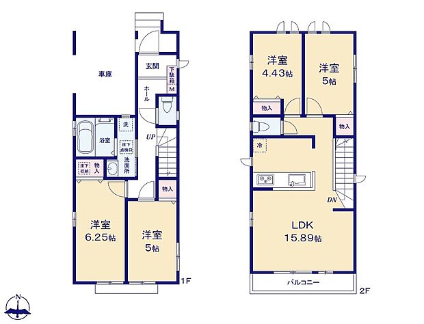 【4LDK】道路からのプライバシーを確保しやすい「2階リビング」を採用♪家族の会話が生まれる「リビングイン階段」♪家事を手助けする「食洗機」付きキッチン♪雨風から大切なお車を守る「ビルトインガレージ」♪