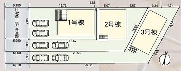 ３台以上駐車可能♪
１号棟　３，１９０万円
２号棟　２，８９０万円
３号棟　２，５９０万円