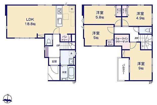 (1号棟)、価格3399万円、4LDK、土地面積98.29m2、建物面積97.85m2