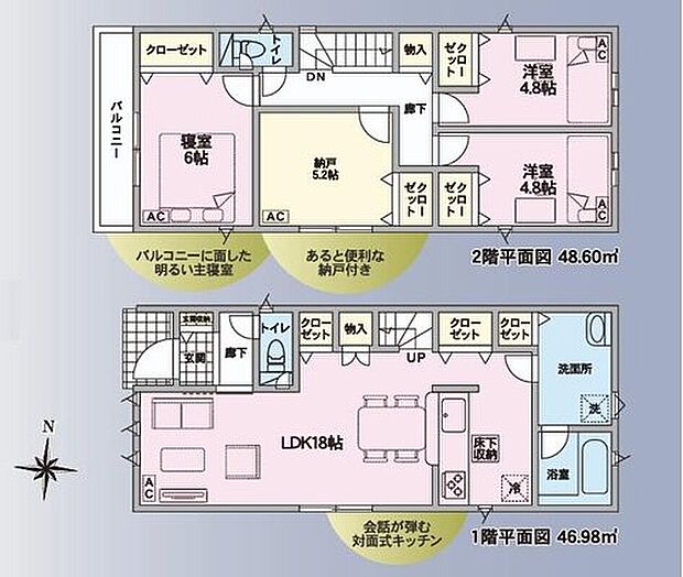 (５号棟)、価格3290万円、3LDK+S、土地面積105.83m2、建物面積95.58m2