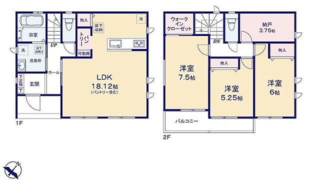 (A号棟)、価格3090万円、3LDK、土地面積128.1m2、建物面積96.48m2
