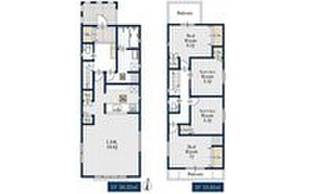 (２号棟)、価格4480万円、2LDK+2S、土地面積124.61m2、建物面積108.86m2