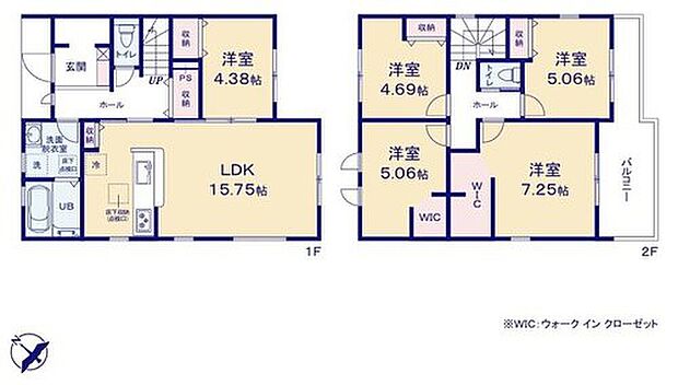 【5LDK】対面式キッチン仕様の広々１５．７５帖のリビング♪
玄関がスッキリ片付くシューズインクローク付き♪
大きな荷物も収納可能なウォークインクローゼット♪
２部屋から出入りできて便利な南東向きのバルコニー♪
