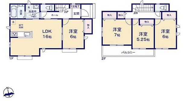 【4LDK】対面式キッチン仕様の開放的な16帖の明るいリビング♪
全4部屋あり、お子様一人一人にお部屋を与えられます☆
各居室に収納スペースが充実♪
日当たり良好な2部屋続きの南向きワイドバルコニー♪