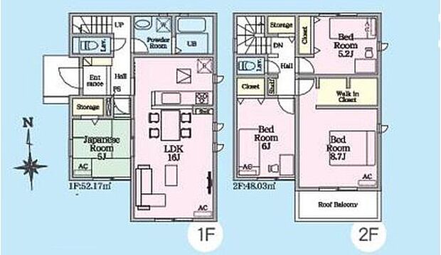 【4LDK】対面式キッチン仕様の16帖の明るいリビング♪
リビング横にある5帖の和タタミコーナー付き♪
WICなど各居室に収納スペースが充実♪
日当たり良好な南向きのルーフバルコニー♪