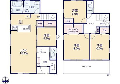 対面式キッチン仕様の広々１８．２帖の明るいリビング♪
大きな荷物も収納可能なウォークインクローゼット付き♪
玄関がスッキリ片付くシューズインクローク♪
日当たり良好な南向きのワイドバルコニー♪ 