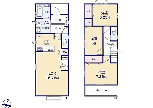【3LDK】対面式キッチン仕様の広々１６．７５帖の明るいリビング♪
全３居室あり、プライベート空間が充実♪
リビングや各居室に収納スペースが充実♪
日当たり良好な南向きのワイドバルコニー♪