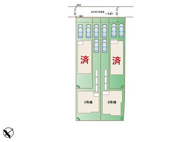 【全体区画図】春日井市八事町1丁目29番 全4棟
A、B号棟成約済み
C号棟 3,590万円
D号棟 3,590万円
