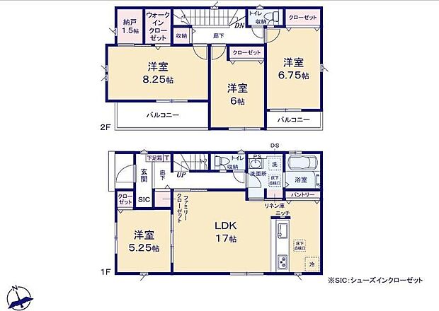 【4LDK】対面式キッチン仕様の広々17帖の明るいリビング♪
キッチンがスッキリ片付くパントリー付き♪
WIC・SC・FC付きで収納豊富♪
日当たり良好な2つの南西向きバルコニー♪
