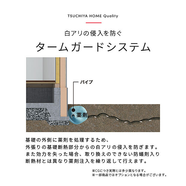 【シロアリ対策】【巣丸ごと退治】シロアリの侵入だけではなく、薬剤を持ち帰らせることで、巣丸ごと退治するのでより安全・安心の工法となっています。