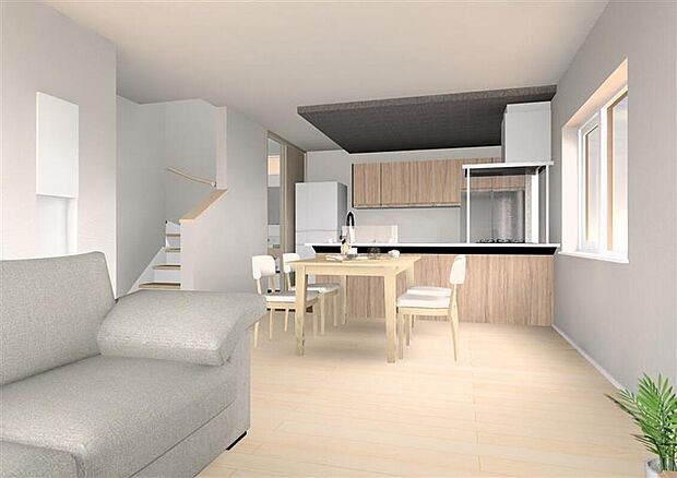 【【内観イメージパース・LDK】】回遊動線の水まわりや、4.5帖の洋室が隣接し、暮らしやすさにこだわった住まい