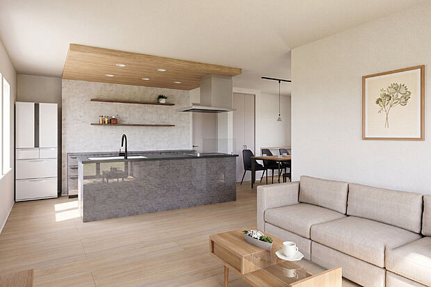 【【内観イメージパース・LDK】(1)区画】建物価格3008万円、建物面積91.09m2(27.49坪) ※画像はイメージです。