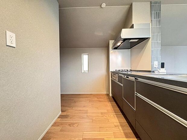 浄水器一体型水栓に3口グリルコンロ、食洗器と機能充実なシステムキッチンで、効率的な家事作業をサポート。キッチンワークが楽しくなります。