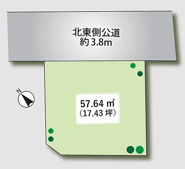 【4LDK】前面道路は北東側3.8Ｍ、無駄な廊下スペースを最小限に抑える設計が可能となります。快適な居住空間を演出出来ます。