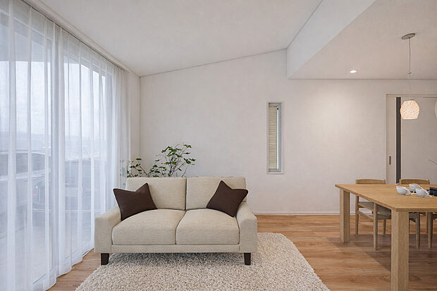 勾配天井を活かした伸びやかな空間※完成イメージ画像