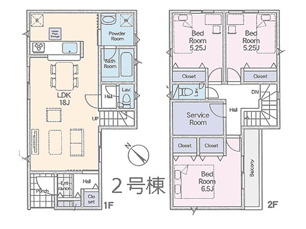 【3LDK+S】◆２号棟◆～Floor plan～　図面と異なる場合は現況を優先致します。