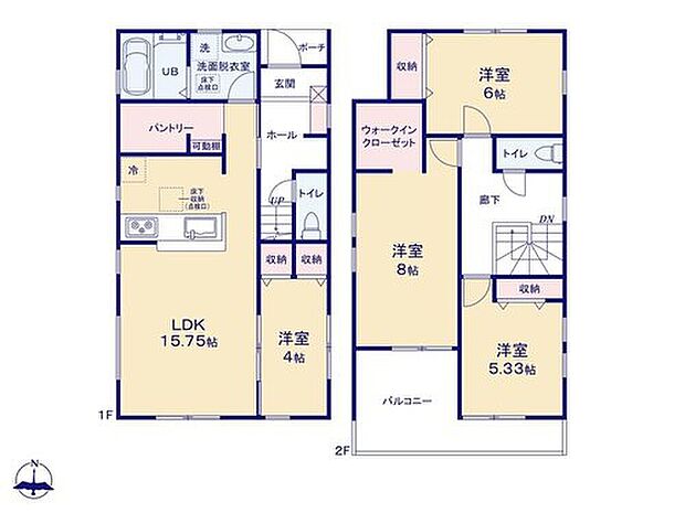 (５号棟)4LDK、土地面積146.99m2、建物面積99.63m2

