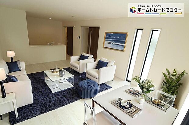 ☆リビングルーム☆
みんなが集い、食事と楽しい会話が始まる。話に夢中になりすぎて、時を忘れ夜半過ぎになってしまう。そんな束の間の幸せを感じさせてくれる場所となることでしょう。（家具はCGです)