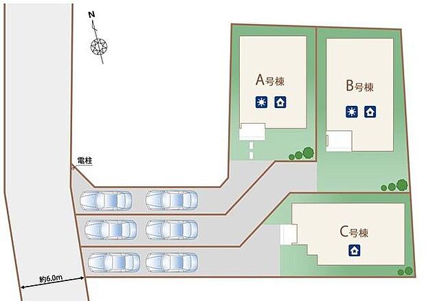 前面道路は6mとひろびろ♪
駐車スペースも2台分確保!
庭先が広いお住まいでは、家庭菜園も楽しめそうですね♪
