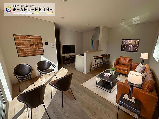 ☆Living　Room☆
お子さまは、ご飯の支度を頑張っているご家族の姿が見えると安心。手伝いたいという気持ちになるなど、お手伝いの習慣も育ちやすいですよ♪（家具はCGです）
