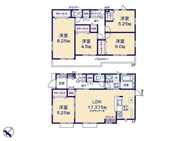(1号棟)、価格4980万円、5LDK、土地面積211.63m2、建物面積110.76m2