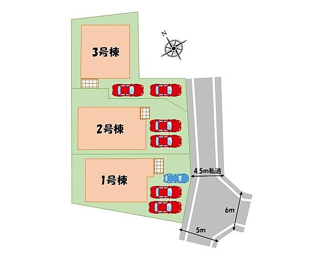 カースペースは1号棟は車種により3台、その他は2台駐車可能になっています☆
周辺は交通量の少ない生活道路なので小さなお子様がいても安心です♪