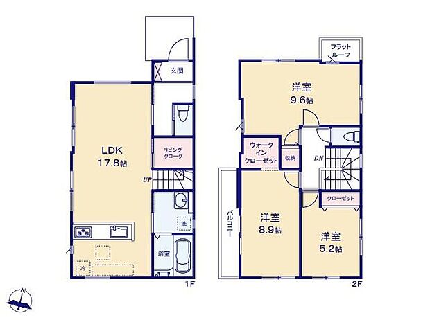 (3号棟)、価格6599万円、3LDK、土地面積111.4m2、建物面積95.55m2