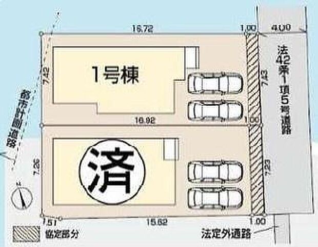 閑静な住宅街☆
駐車スペースは2台分！
余裕のある広さの敷地で駐車もしやすいですね◎
