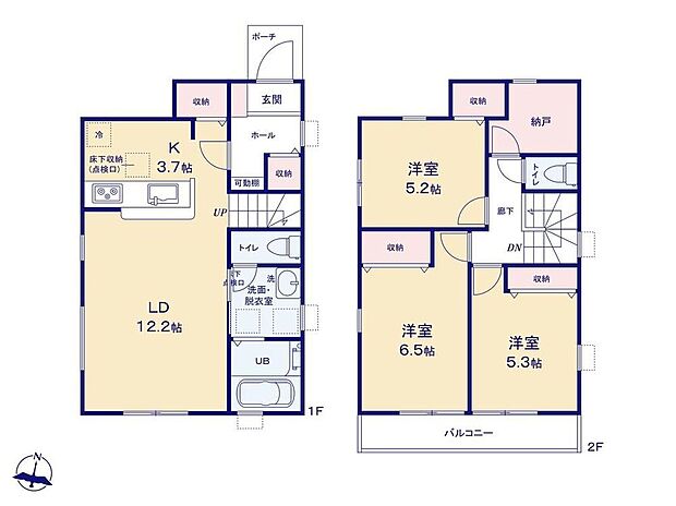 (1号棟)、価格3580万円、3LDK+S、土地面積105.08m2、建物面積83.42m2