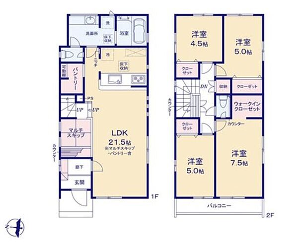 (1号棟)、価格5198万円、4LDK、土地面積111.2m2、建物面積100.84m2

