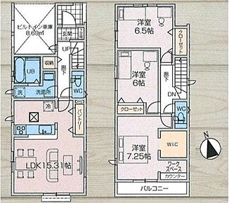 主寝室が7帖以上の広々とした空間です！WICの他、使い勝手の良いカウンター付きのワークスペースが付いています♪
キッチン横には、食料品の保管に便利なパントリーも完備☆ 