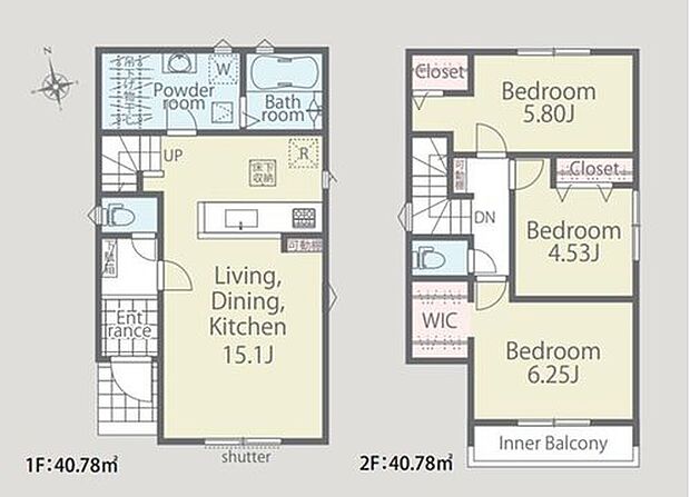 【3LDK】日当たりの良いリビング♪リビングイン階段の間取りで、家族が自然に集まる場所になりそうですね♪吊下げ物干し付きのランドリースペースを洗面所に設置！主寝室にはWIC完備でお部屋スッキリ☆
