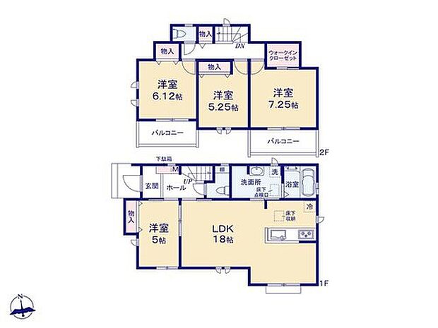 【4LDK】洗面室は少しゆとりのある広さで、お子様との入浴準備もスムーズに♪
主寝室にはウォークインクローゼット付き！家族の冬物のお洋服をまとめて収納するのも良いですね◎