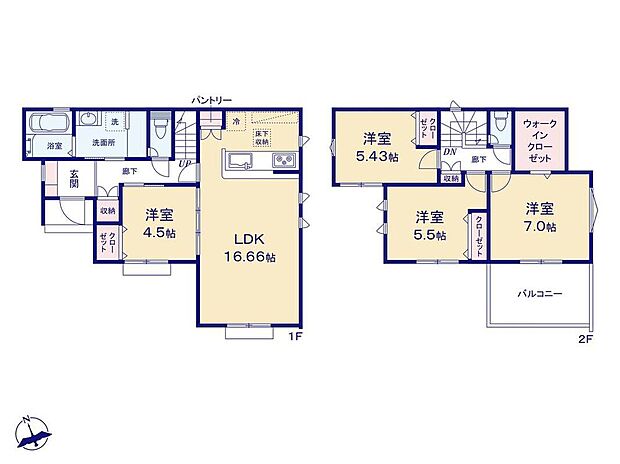 【4LDK】大型ウォークインクローゼットは、家族の冬物をまとめて収納する場所としても重宝します♪
大きなバルコニーは、洗濯物が沢山干せる他、お子様とベランピングも楽しめそうですね♪♪