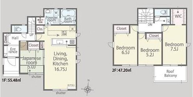 【4LDK】水回りが集中しているので、家事がしやすい間取りです♪
和室を完備しており、来客時の宿泊スペースや書斎などにお使い頂けます！