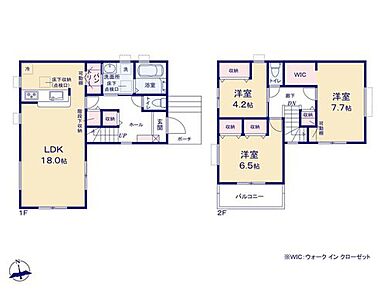 空間を広くとった開放感ある玄関ホール◎
18帖のひろびろとしたリビング♪各居室・パントリー・各階廊下に収納スペースを採用し、日用品やお洋服もたっぷり収納して頂けます♪♪ 