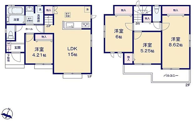 【4LDK】全居室南向きで日当たり良好♪大きな窓のあるリビングは、陽光あふれる明るい空間です。居心地良く、ご家族皆がゆったり寛げる憩いの空間となりそうです♪