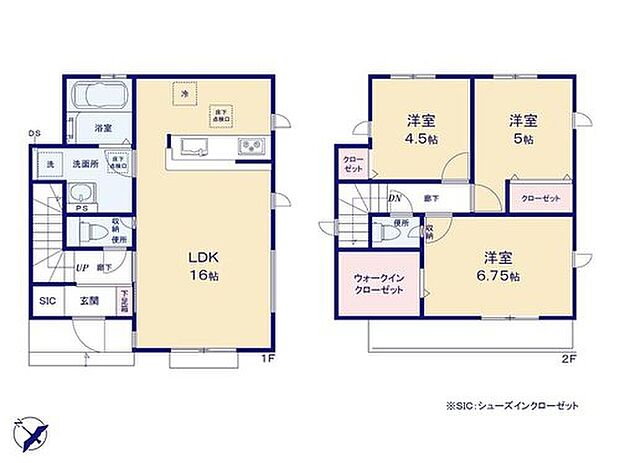 【3LDK】対面式キッチンでご家族のコミュニケーションが増える間取り♪
大容量のWIC完備で季節物のお洋服もたっぷり収納可能!
玄関にはSIC付きでご家族の靴がいつでもすっきり片付きます◎