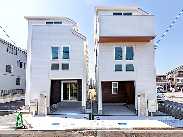 【1期外観】家事を切り盛りし、家族みんなの健康、幸せを一番に考えているのは女性ではないでしょうか。豊富な収納、効率の良い家事動線、デザイン性まで女性にやさしい、女性目線の住まいをご提案しています。