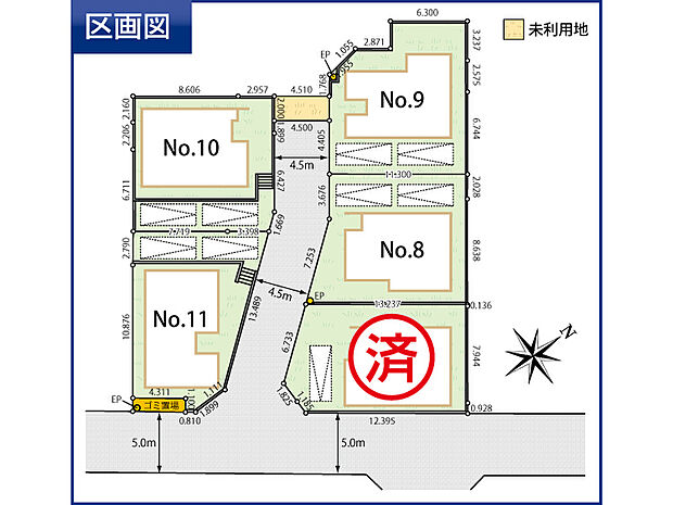 「ブランピュール中山全27棟3期6棟」 ゆとりある敷地面積:156.06m2(45.39坪)まずはお気軽に資料請求してください。