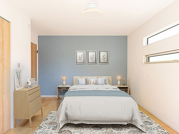 【-】カラーのアクセントクロスを採用しています。壁紙が白一色の単調になりがちなお部屋もおしゃれ感がUP！メリハリが生まれ、室内全体を広く見せてくれます。部屋ごとに色や柄を加えコーディネートされた「空間を楽しむ家」。リラクゼーション効果を高めるグリーンや、落ち着いた印象を与え空間に馴染みやすいグレー系など、視覚的効果は多彩。普段の生活に変化を与えてくれる素敵な工夫。どんなカーテンを合わせるのかも楽しくなりますね。