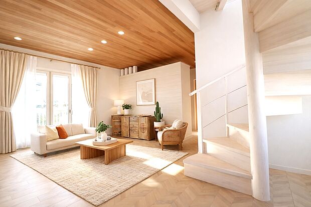 リビング（モデルハウス）住まう人の感性を受け止めるリビング。家具や照明で表情を変え、暮らしに余白を生みます。