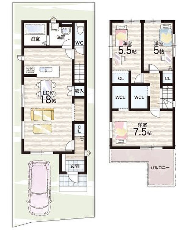 【3LDK】○嵯峨野小学校・・・徒歩11分 ○蜂ケ岡中学校・・・徒歩18分