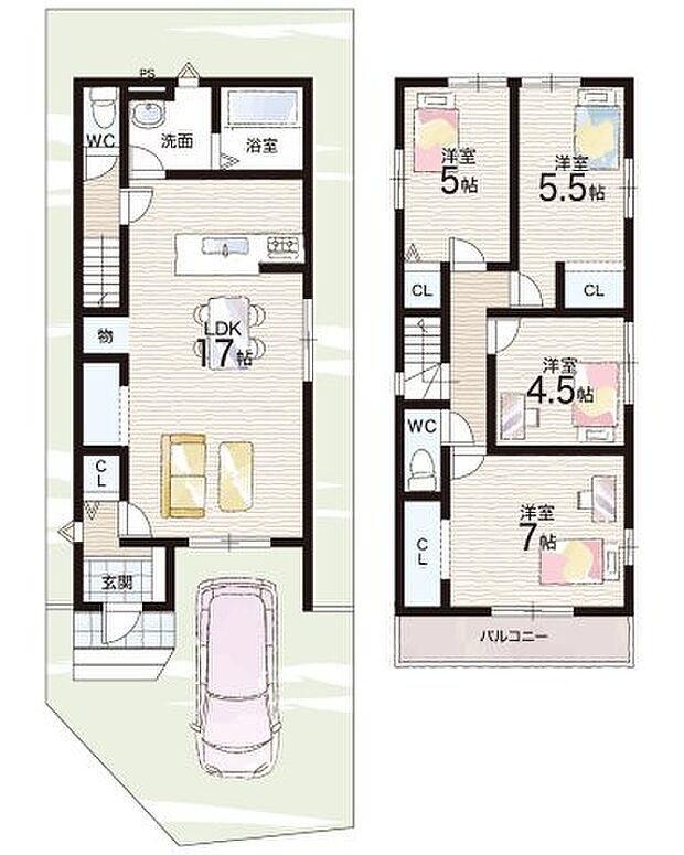 【4LDK】○大将軍小学校・・・徒歩7分 ○北野中学校・・・徒歩13分