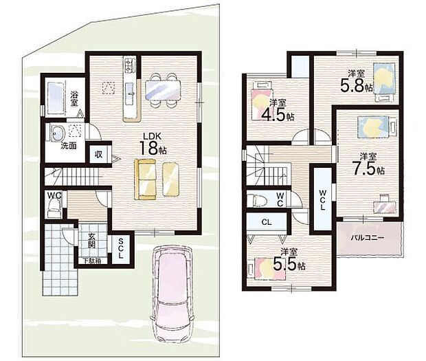 【4LDK】○家原寺小学校・・・徒歩８分 ○津久野中学校・・・徒歩１３分