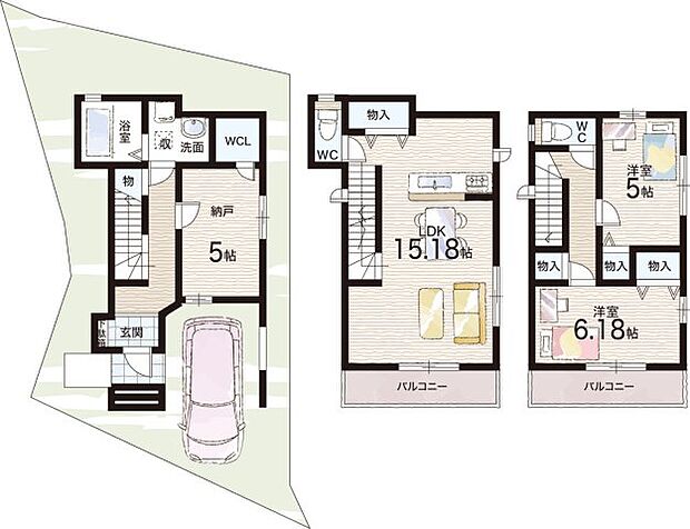 【2LDK+S(納戸)】○日置荘小学校・・・徒歩12分 ○日置荘中学校・・・徒歩13分