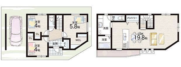 【3LDK】○武庫北小学校・・・徒歩10分 ○常陽中学校・・・徒歩21分