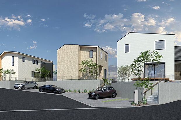 CGイメージパース/（左から）4号地、5号地、6号地外観パース（建物未完成のためイメージパースです）