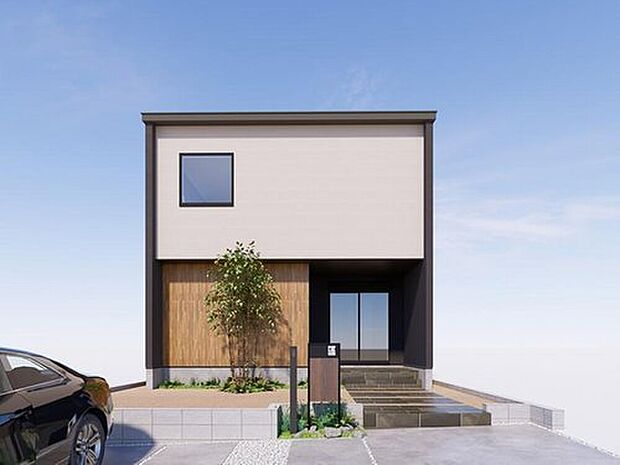 3号地外観イメージパース
ウォークスルータイプのシューズクローゼットを設け、裏動線の優れた住まいです。並列３台駐車可能。